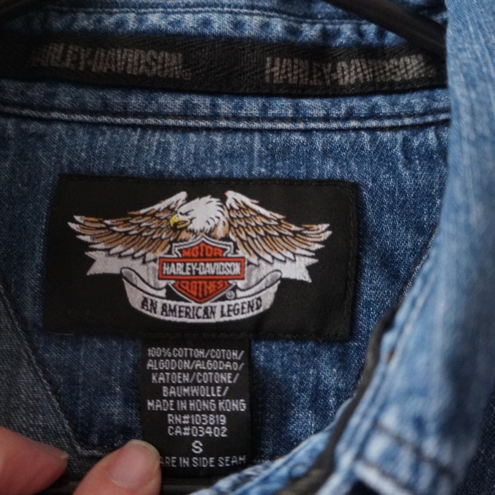 Harley Davidson Women Denim Button Shirt Small - Picture 4 of 7